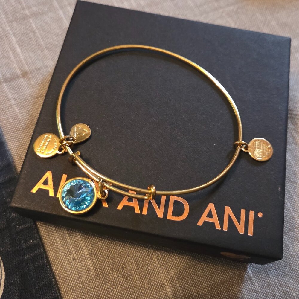 ALEX AND ANI 18K RAFAELIAN GOLD PLATED BANGLE BAR EXPANDABLE BRACELET WITH CHARM